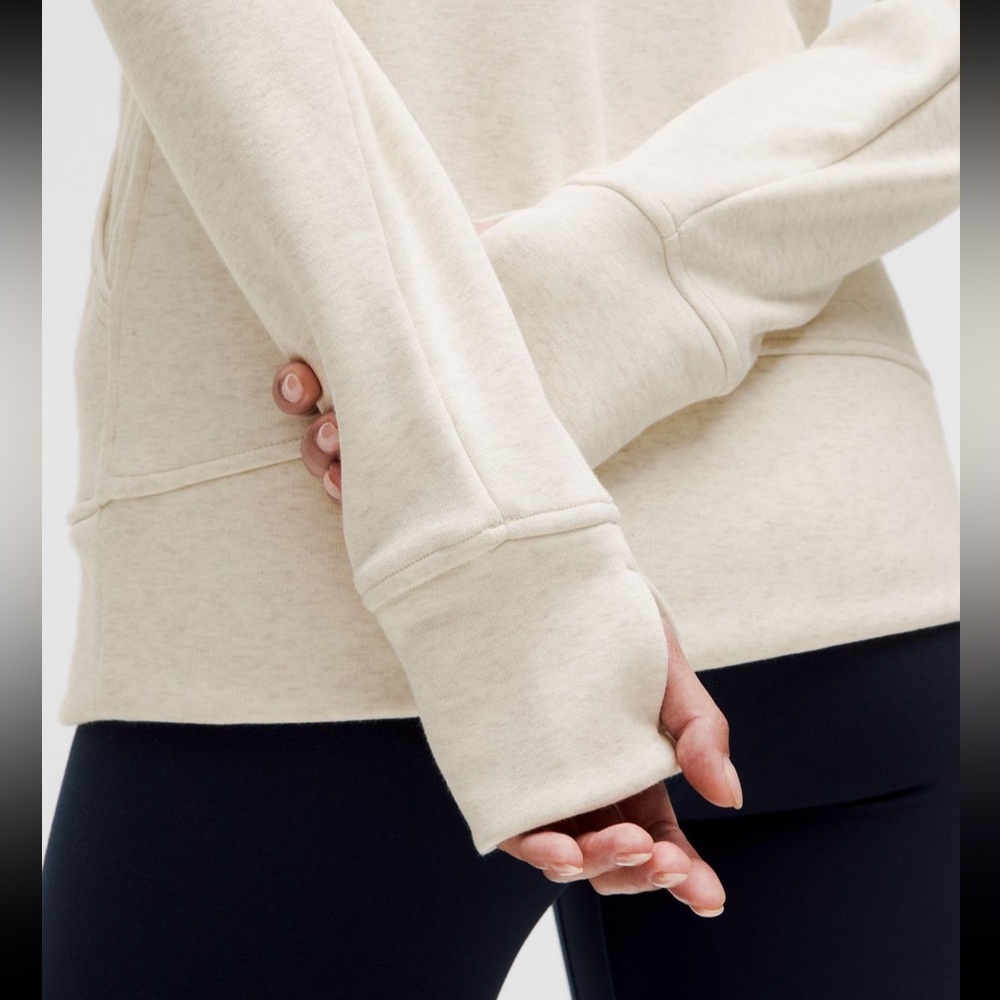 Lululemon Scuba full zip hoodie plush. Heathered Bone with gold zipper. Size 4. - Picture 10 of 16